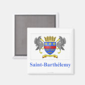 Saint Barthelemy-vlag met naam in het Frans Magneet (Voorkant / Achterkant)