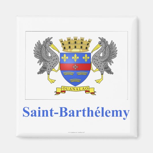 Saint Barthelemy-vlag met naam in het Frans Magneet (Voorkant)