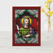Saint Bartholomeus (de apostel) Glas in lood Art Kaart (Gele Bloem)