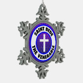 Saint Bede de eerbaarheid Tin Sneeuwvlok Ornament (Links)