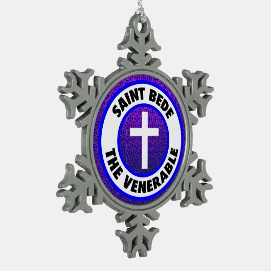 Saint Bede de eerbaarheid Tin Sneeuwvlok Ornament (Links)