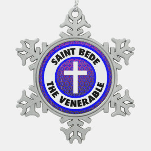 Saint Bede de eerbaarheid Tin Sneeuwvlok Ornament