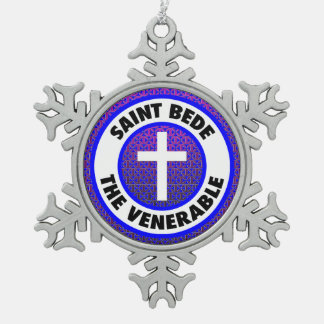 Saint Bede de eerbaarheid Tin Sneeuwvlok Ornament