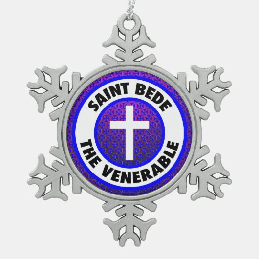 Saint Bede de eerbaarheid Tin Sneeuwvlok Ornament (Voorkant)
