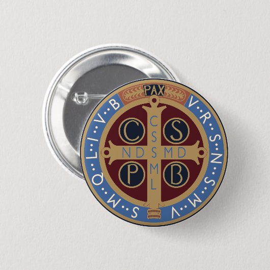 Saint Benedict Medal Ronde Button 5,7 Cm (Voorkant /achterkant)