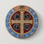 Saint Benedict Medal Ronde Button 7,6 Cm (Voorkant)