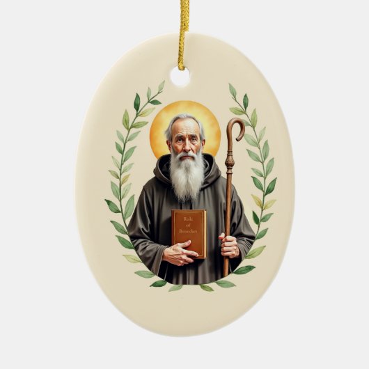 Saint Benedict of Nursia God's Peace and Blessings Keramisch Ornament (Voorkant)