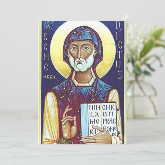 Saint Benedict van Nursia Bedankkaart (Staand voorkant)