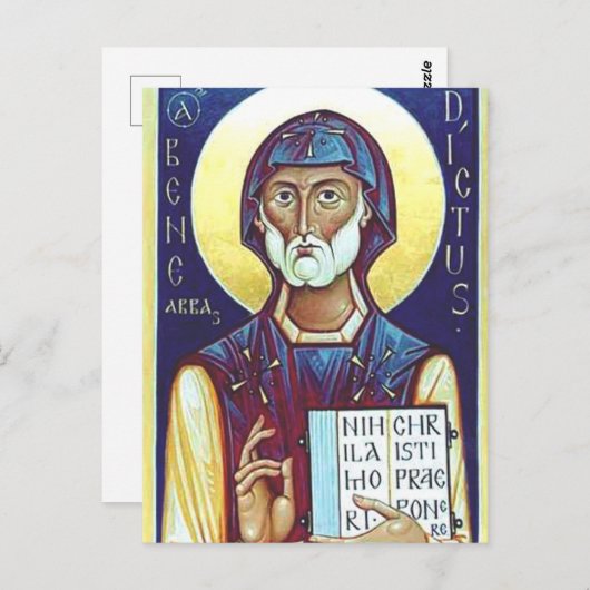 Saint Benedict van Nursia Briefkaart (Voorkant / Achterkant)