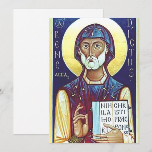 Saint Benedict van Nursia Feestdagenkaart (Voorkant / Achterkant)