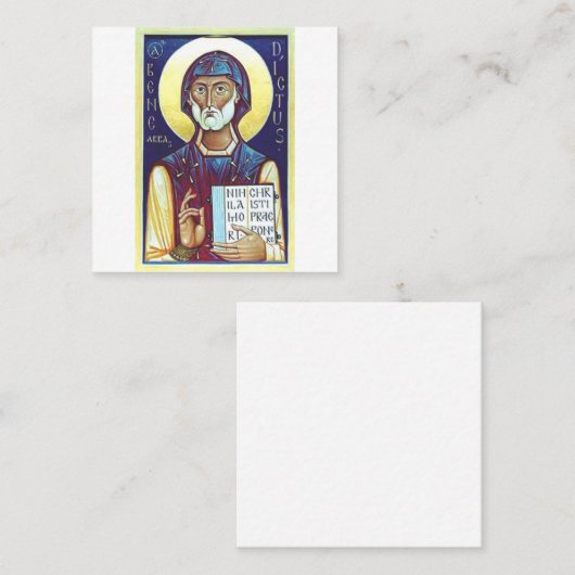 Saint Benedict van Nursia Vierkante Visitekaartje (Voorkant / Achterkant)