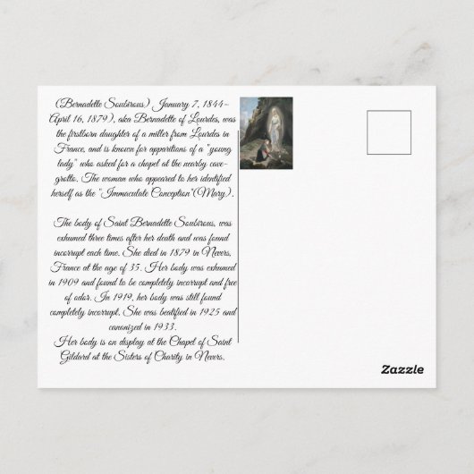 Saint Bernadette Briefkaart (Achterkant)