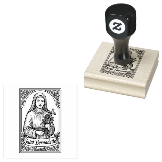 Saint Bernadette Katholieke Rubber Stamp Rubberstempel (Gestempeld)