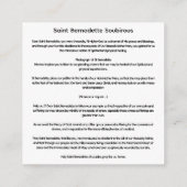 Saint Bernadette Soubirous Informatiekaartje (Achterkant)