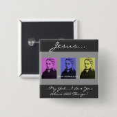 saint bernadette vierkante button 5,1 cm (Voorkant /achterkant)