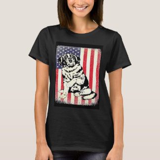 Saint Bernard American Flag Patriotic Dog T-shirt