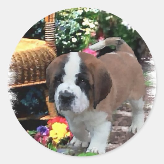 Saint Bernard Art Gifts Ronde Sticker (Voorkant)