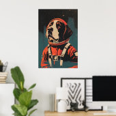 Saint Bernard Astronaut Poster, St Bernard Retro Poster (Thuiskantoor)