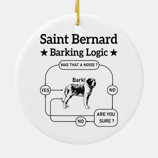 Saint Bernard Barking Logic Grappige hondeneigenaa Keramisch Ornament (Achterkant)