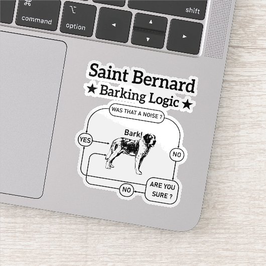 Saint Bernard Barking Logic Grappige hondeneigenaa Sticker (Detail)