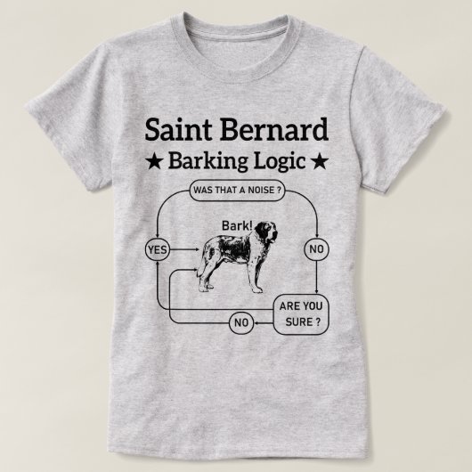 Saint Bernard Barking Logic Grappige hondeneigenaa T-shirt (Design voorkant)