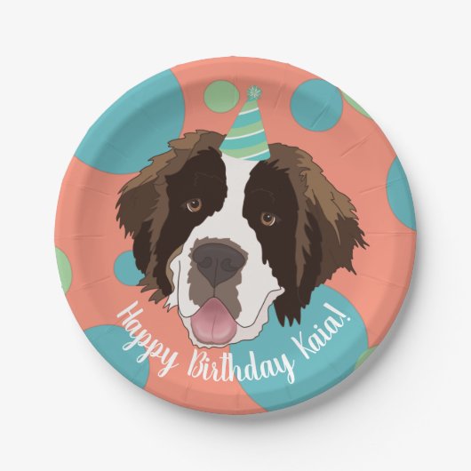 Saint Bernard Birthday  Papieren Bordje (Voorkant)