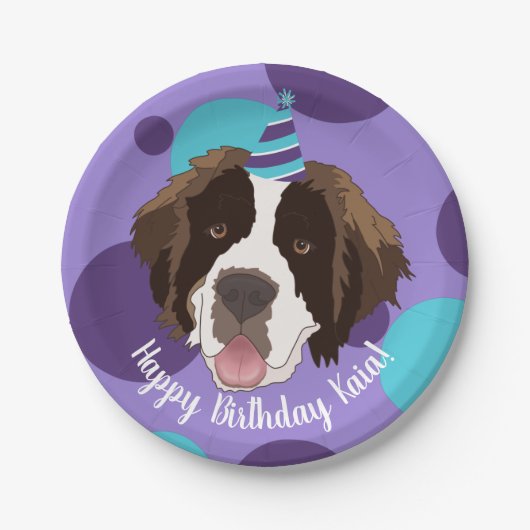 Saint Bernard Birthday Papieren Bordje (Voorkant)