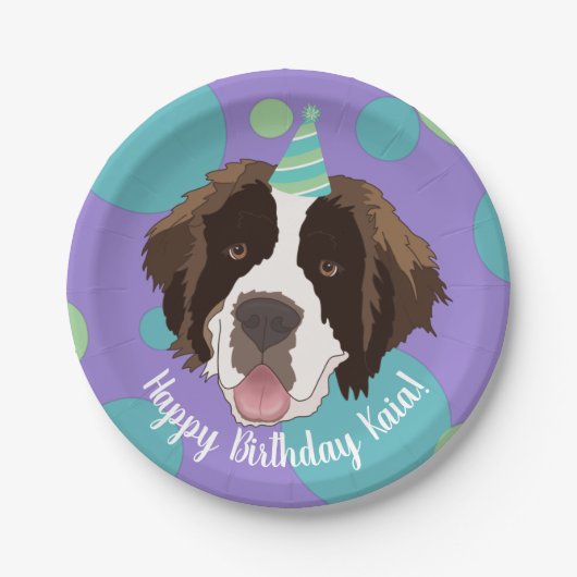 Saint Bernard Birthday Papieren Bordje (Voorkant)