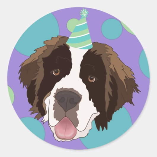 Saint Bernard Birthday Ronde Sticker (Voorkant)