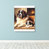 saint bernard canvas afdruk (Insitu (Houten vloer))