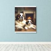 saint bernard canvas afdruk (Insitu (Houten vloer))