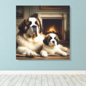 saint bernard canvas afdruk (Insitu (Houten vloer))