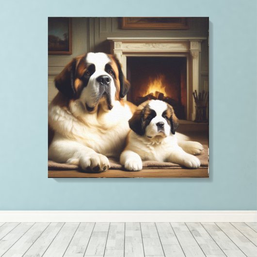 saint bernard canvas afdruk (Insitu (Houten vloer))