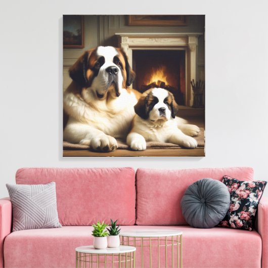 saint bernard canvas afdruk (Insitu (Woonkamer))