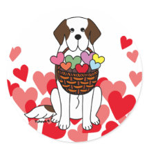 Saint Bernard-Cartoon met mand-harten