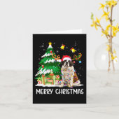 Saint Bernard Christmas Lights Tree Santa Xmas Paj Kaart (Gele Bloem)