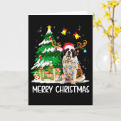 Saint Bernard Christmas Lights Tree Santa Xmas Paj Kaart (Gele Bloem)