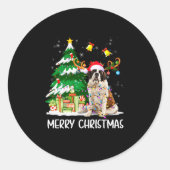 Saint Bernard Christmas Lights Tree Santa Xmas Paj Ronde Sticker (Voorkant)