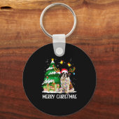 Saint Bernard Christmas Lights Tree Santa Xmas Paj Sleutelhanger (Voorkant)