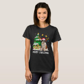 Saint Bernard Christmas Lights Tree Santa Xmas Paj T-shirt (Voorkant volledig)