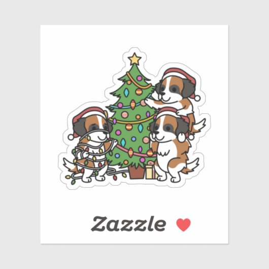 Saint Bernard Christmas Tree Sticker (Vel)