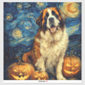 Saint Bernard Cute Dog Halloween Jack O Lantern Pu Sticker (Vel)