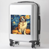 Saint Bernard Cute Dog Halloween Jack O Lantern Pu Sticker (Koffer)