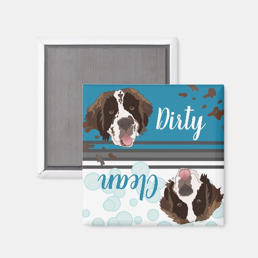 Saint Bernard Dirty/Clean Dishwasher Magnet (Voorkant / Achterkant)