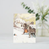 Saint Bernard Dog aan de redding Briefkaart (Staand voorkant)