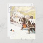 Saint Bernard Dog aan de redding Briefkaart (Voorkant / Achterkant)