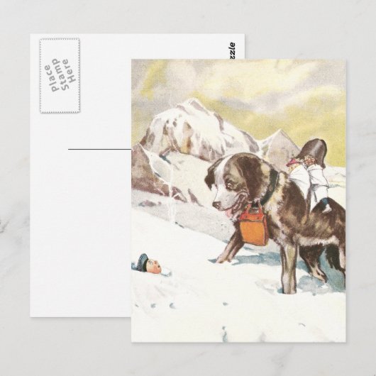 Saint Bernard Dog aan de redding Briefkaart (Voorkant / Achterkant)