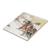 Saint Bernard Dog aan de redding Tegeltje (Zijkant)