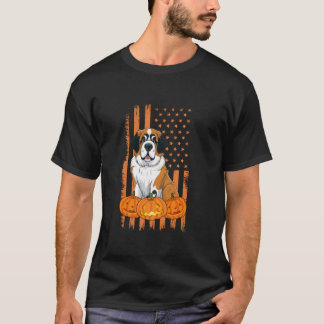 Saint Bernard Dog Amerikaanse vlag Patriottische H T-shirt