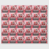 Saint Bernard Dog-auto met hart Valentijnse Cadeaupapier (Vlak)